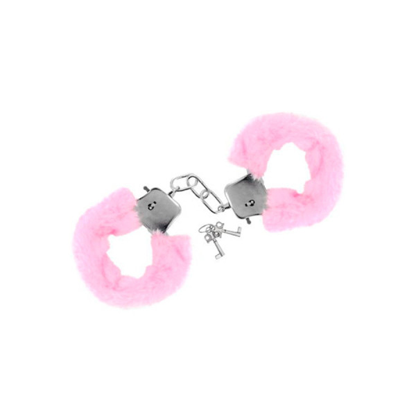 Menottes fourrure roses de poignets avec sécurité 